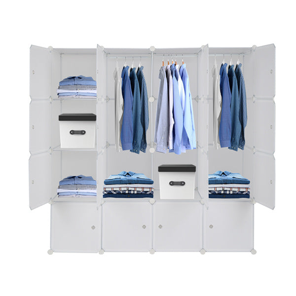 4-Tier 16-Cube Modular Wardrobe – Stackable DIY Closet Organizer