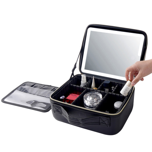 Portable LED Makeup Bag with Mirror – Travel Cosmetic Organizer