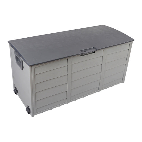 260L Outdoor Storage Box with Wheels – Grey, Weather-Resistant