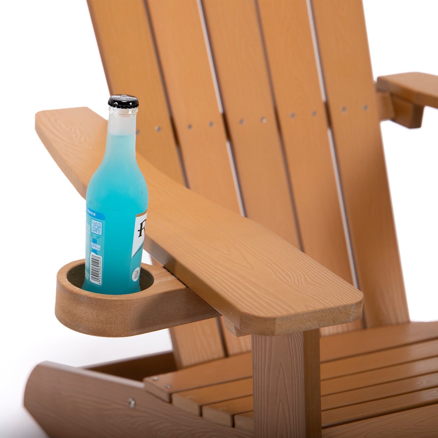 All-Weather Adirondack Outdoor Chair With Cup Holder