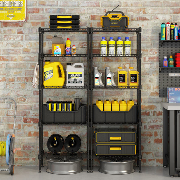 Adjustable Carbon Steel Storage Rack – 5-Tier Freestanding Shelf