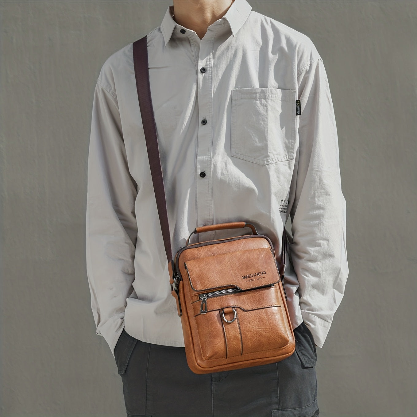 PU Leather Crossbody Satchel Bag With Card Holder Wallet