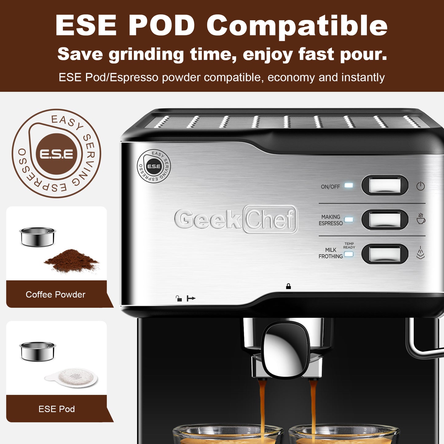 20 Bar Espresso Machine Filter & Frother Set 1.5L
