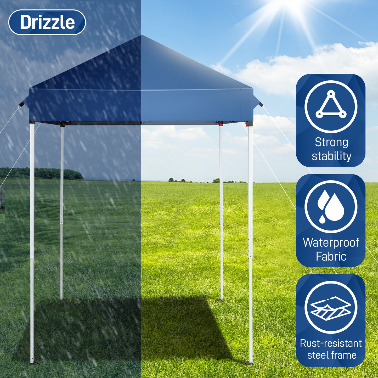 5x5ft Foldable Outdoor Awning – Blue, UV-Resistant & Waterproof Canopy