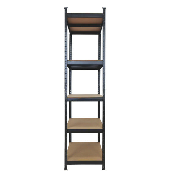 5-Tier Black Metal Storage Rack – Heavy-Duty Shelving with MDF Boards