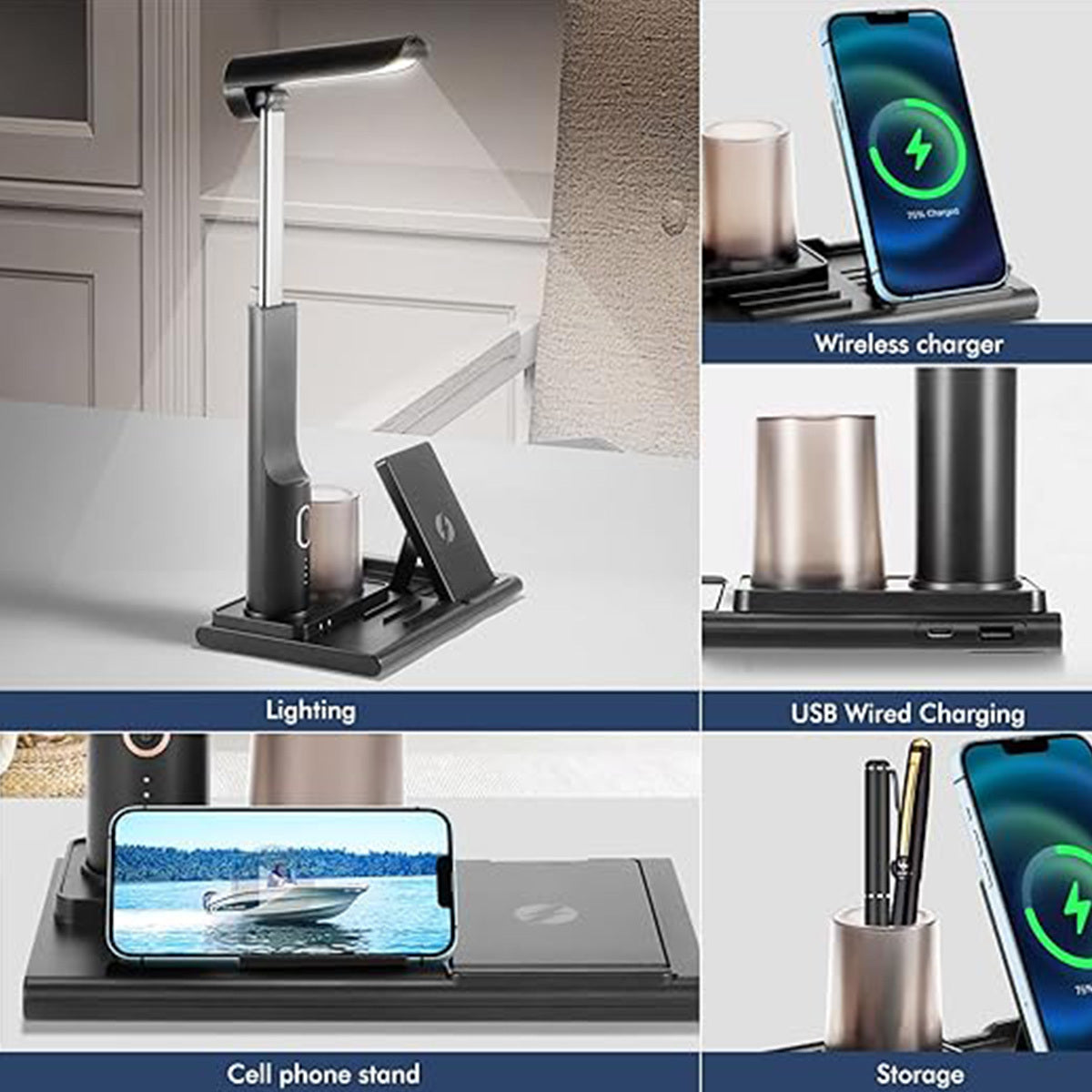 Cordless Multifunctional Led Desk Lamp 15W USB