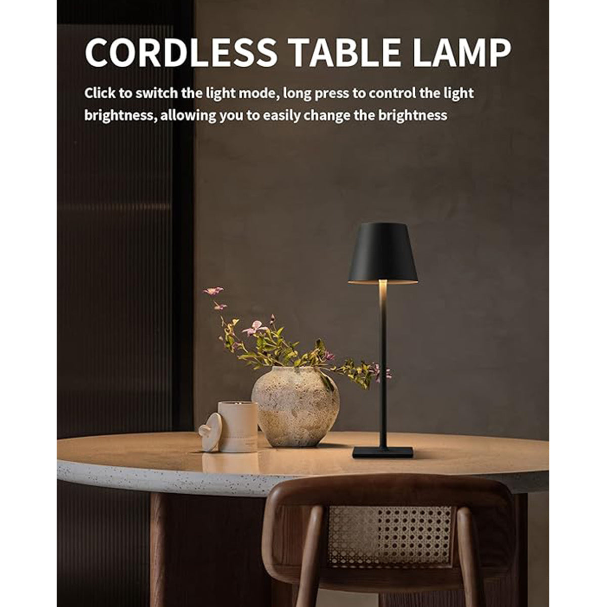 Cordless LED Desk Night Lamp 3 Color Dim 5000mAh