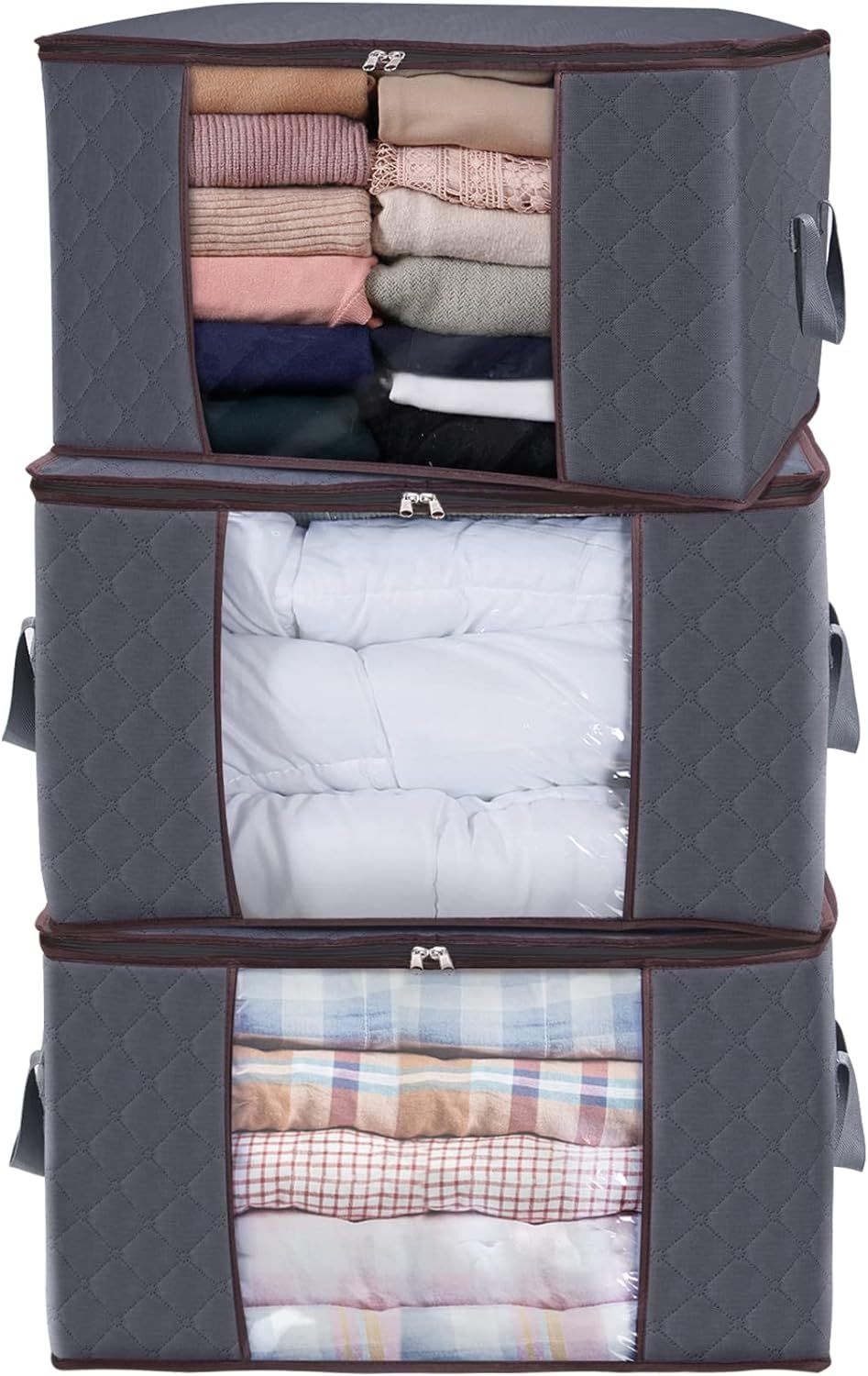 3 Large Foldable Thick Storage Bags Set
