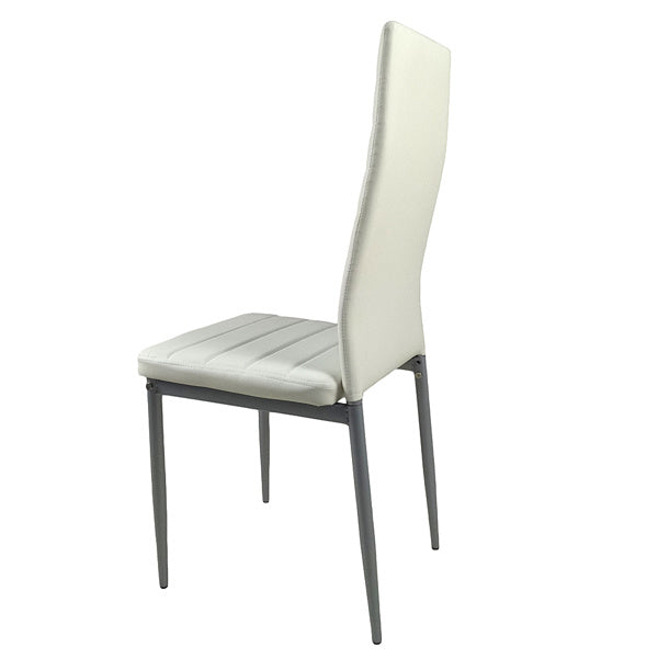 Set of 4 PU Leather Dining Chairs – High Back & Metal Frame