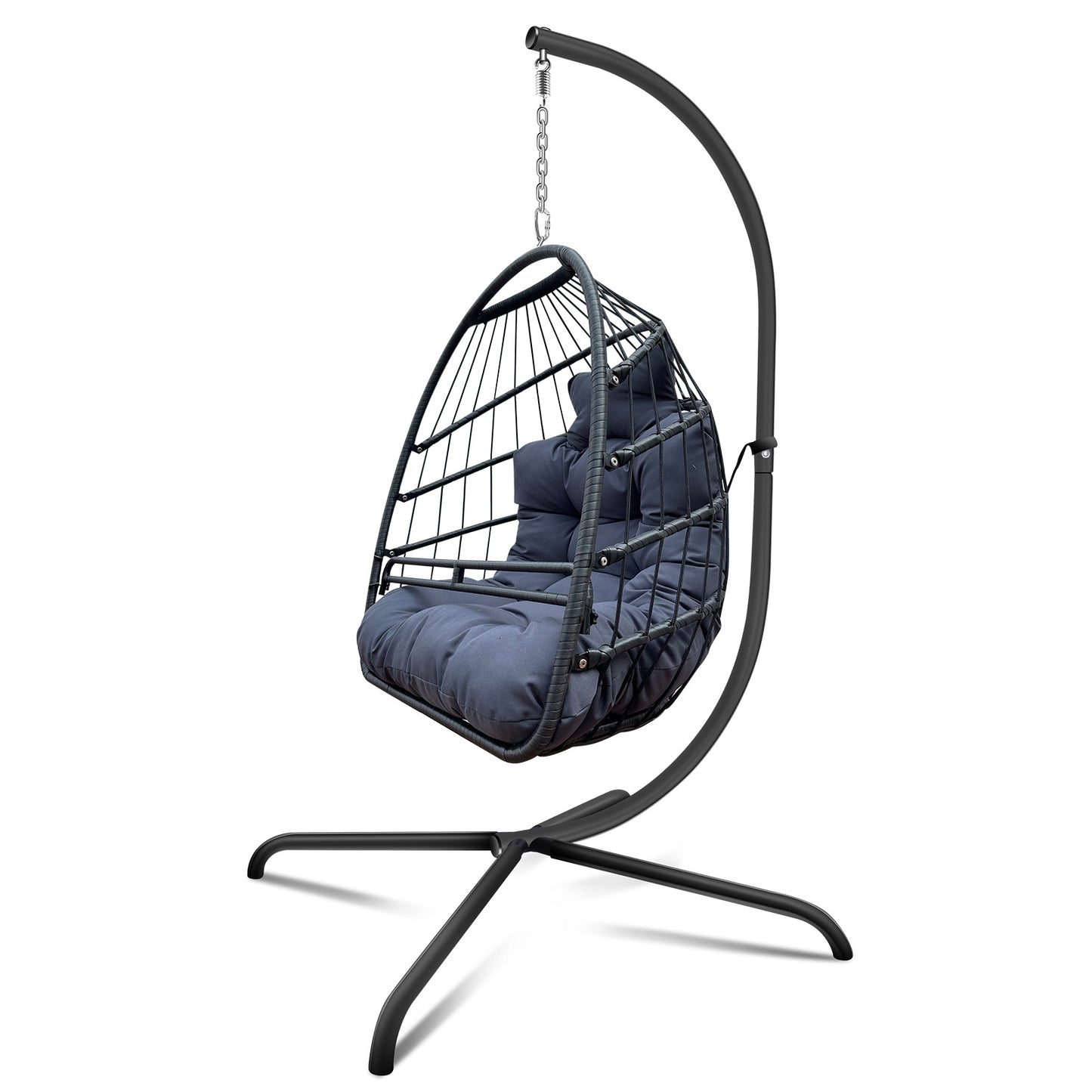 Anti-Rust Egg Hammock Chair With Guardrail Cup Holder