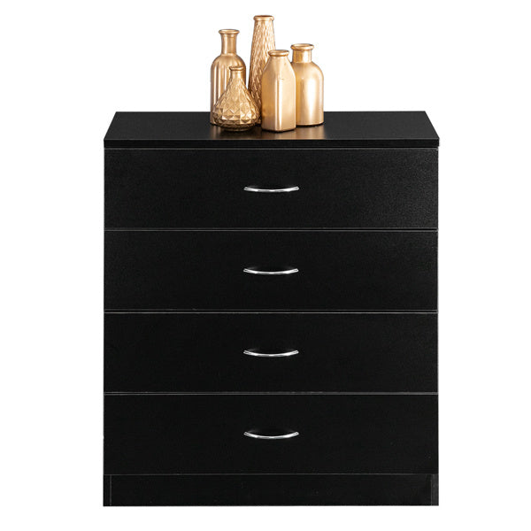 4-Drawer Bedside Storage Cabinet – Black Minimalist Design