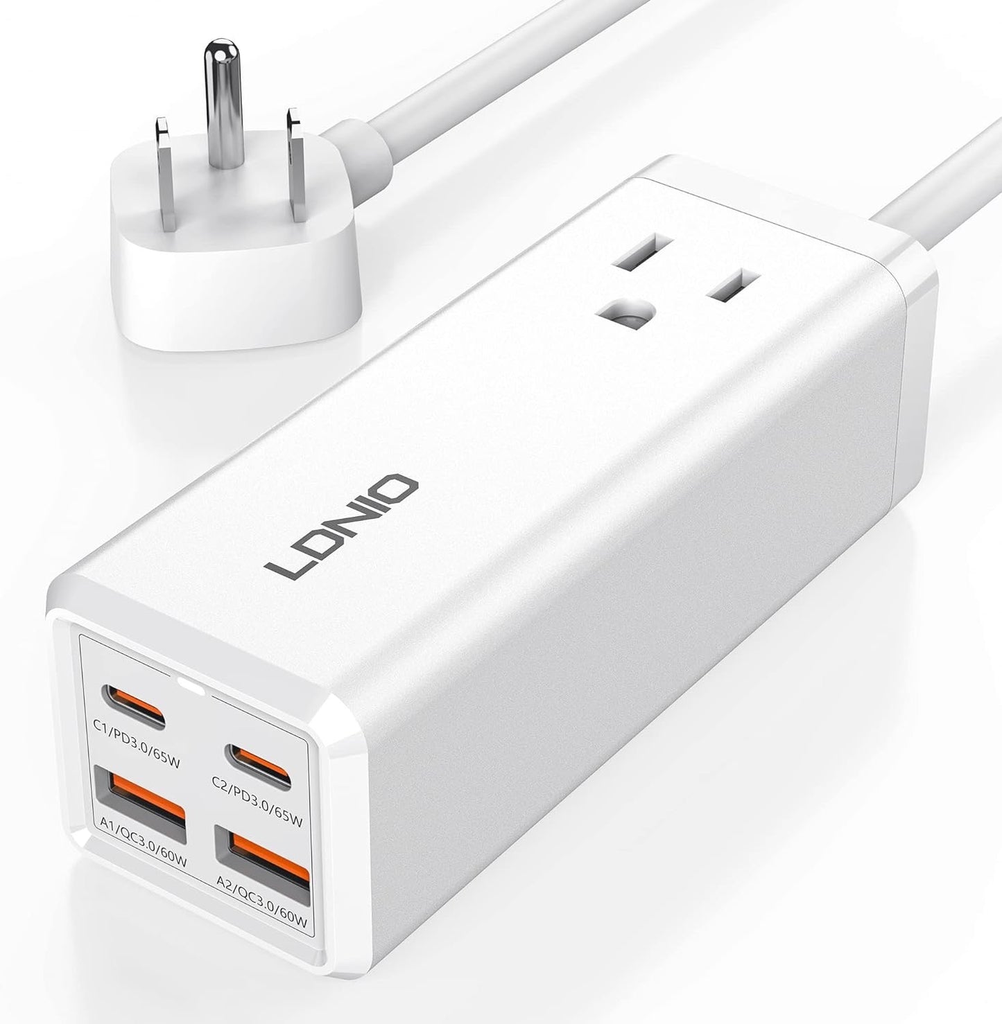 High-Speed 65W 5-in-1 GaN USB-C Charging Station with Power Strip