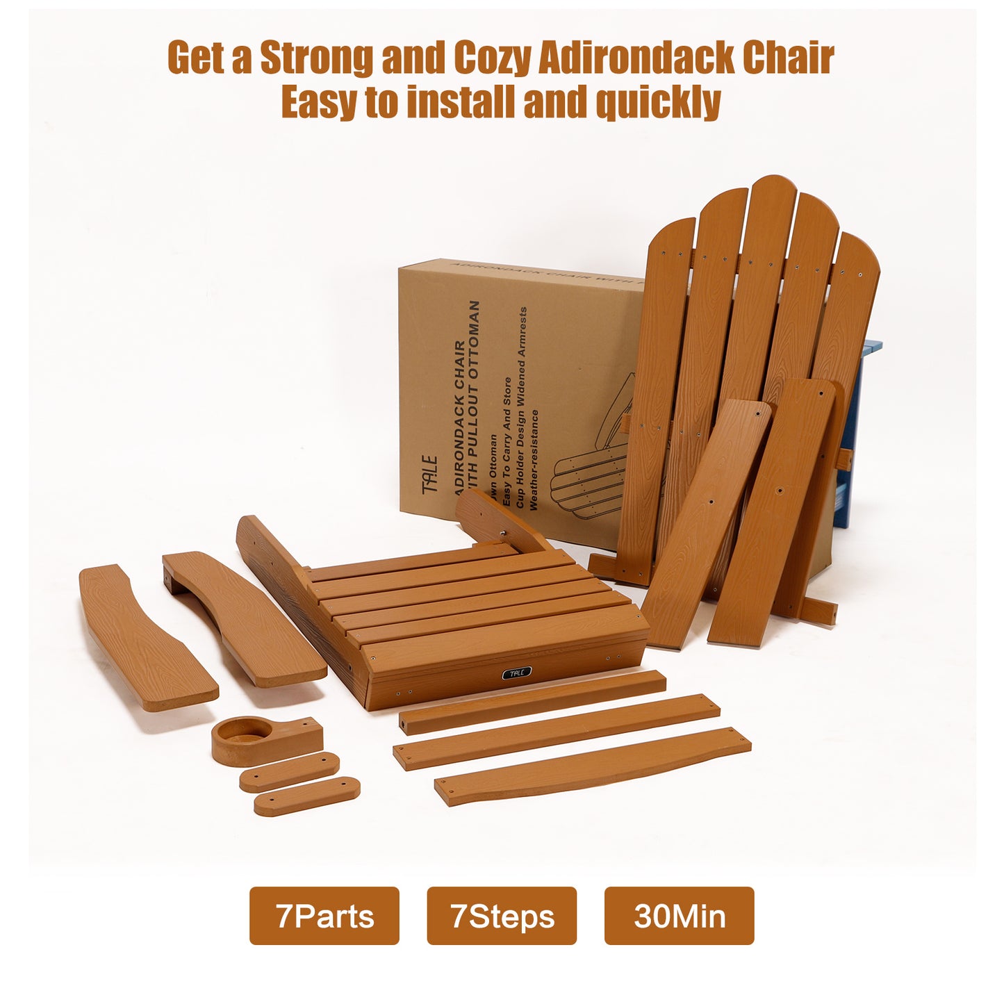 Folding Adirondack Chair Pullout Ottoman With Cup Holder