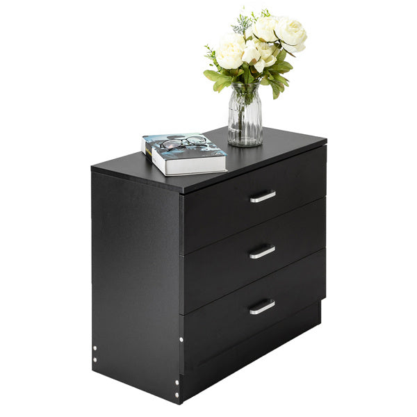 3-Drawer Bedside Storage Table – Black Minimalist Design