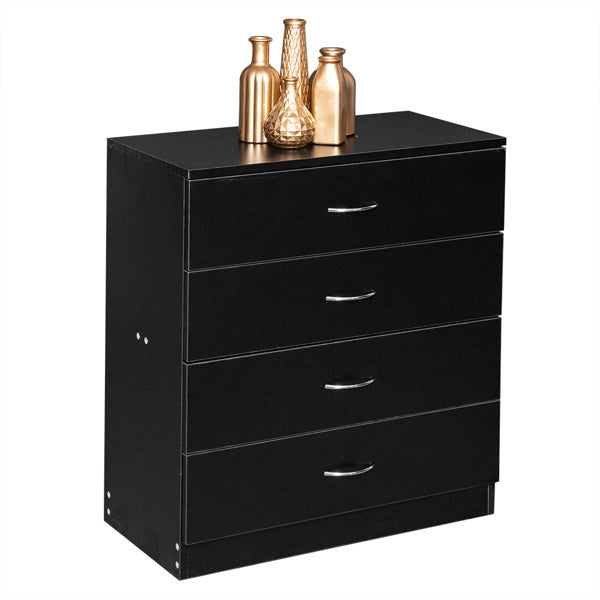 4-Drawer Bedside Storage Cabinet – Black Minimalist Design