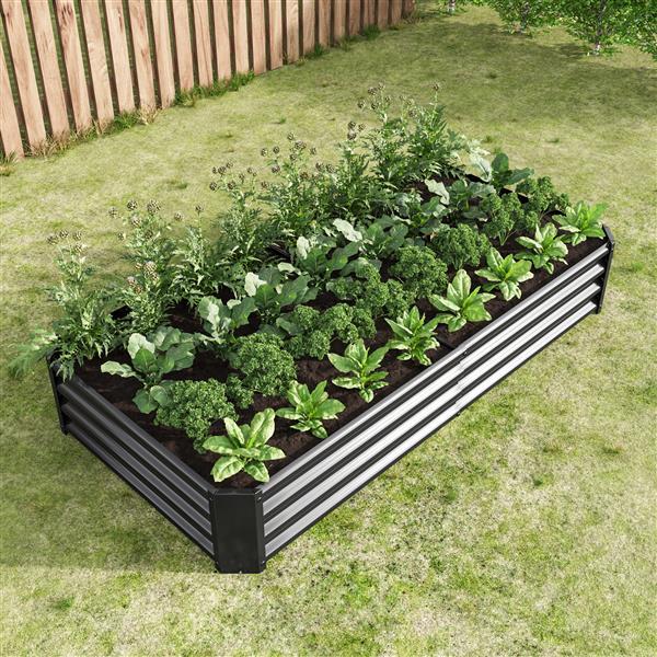 Large Outdoor Raised Garden Bed – Galvanized Metal, Open-Base Design
