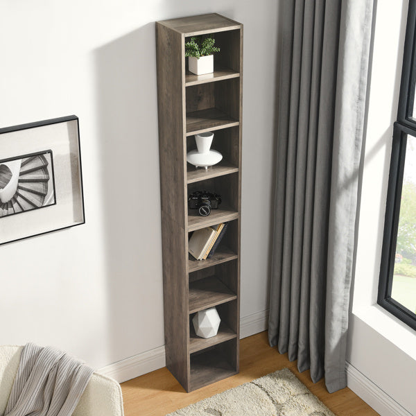 8-Tier Media Storage Tower – Adjustable Shelves & Dual Cabinet Design