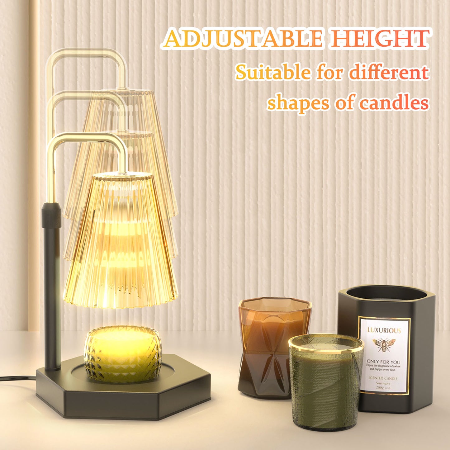 Candle Warmer Lamp Dimmable With Timer, Height Adjustable Set