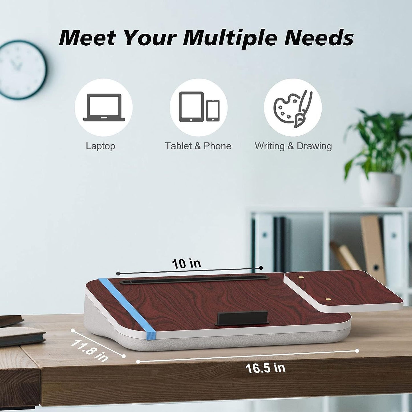Laptop Lap Desk With Cushion & Detachable Mouse