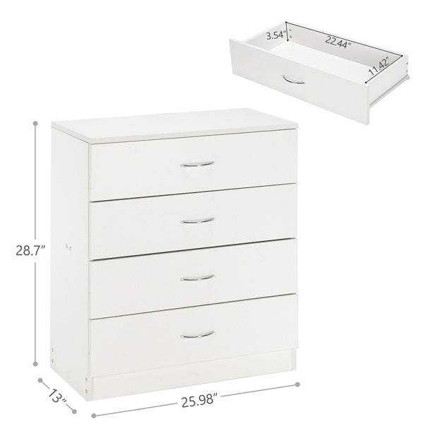 4-Drawer Storage Cabinet – White Minimalist Design