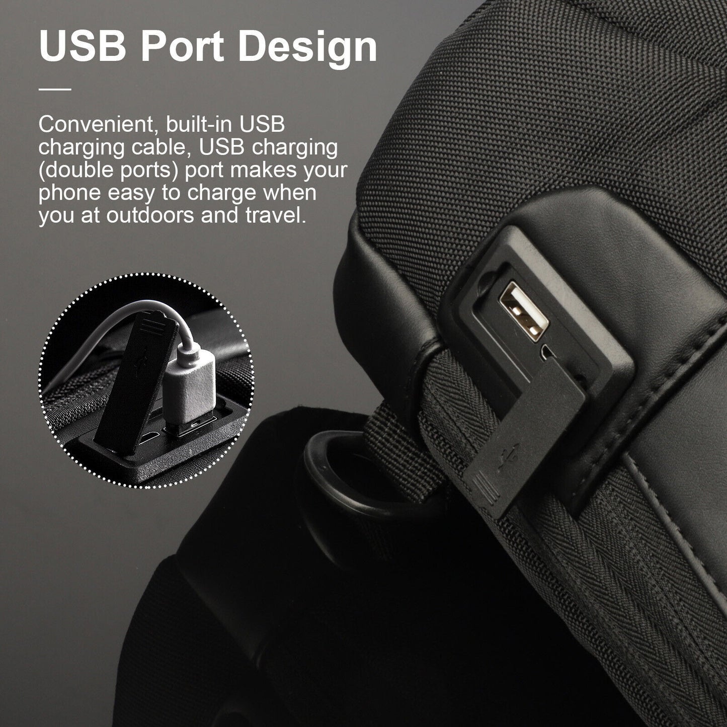 Anti-theft Waterproof Crossbody Bag USB Charger Port