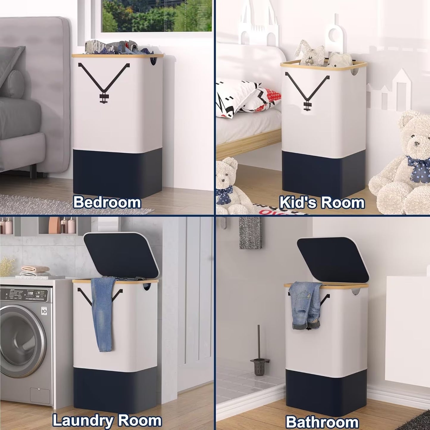 100L Laundry Hamper with Lid & Removable Bag Organizer