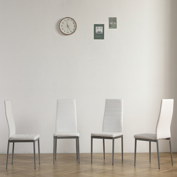 Set of 4 PU Leather Dining Chairs – High Back & Metal Frame