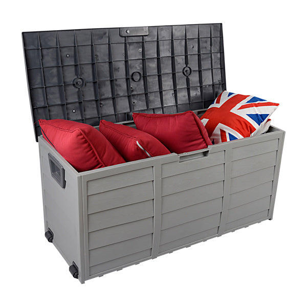 260L Outdoor Storage Box with Wheels – Grey, Weather-Resistant