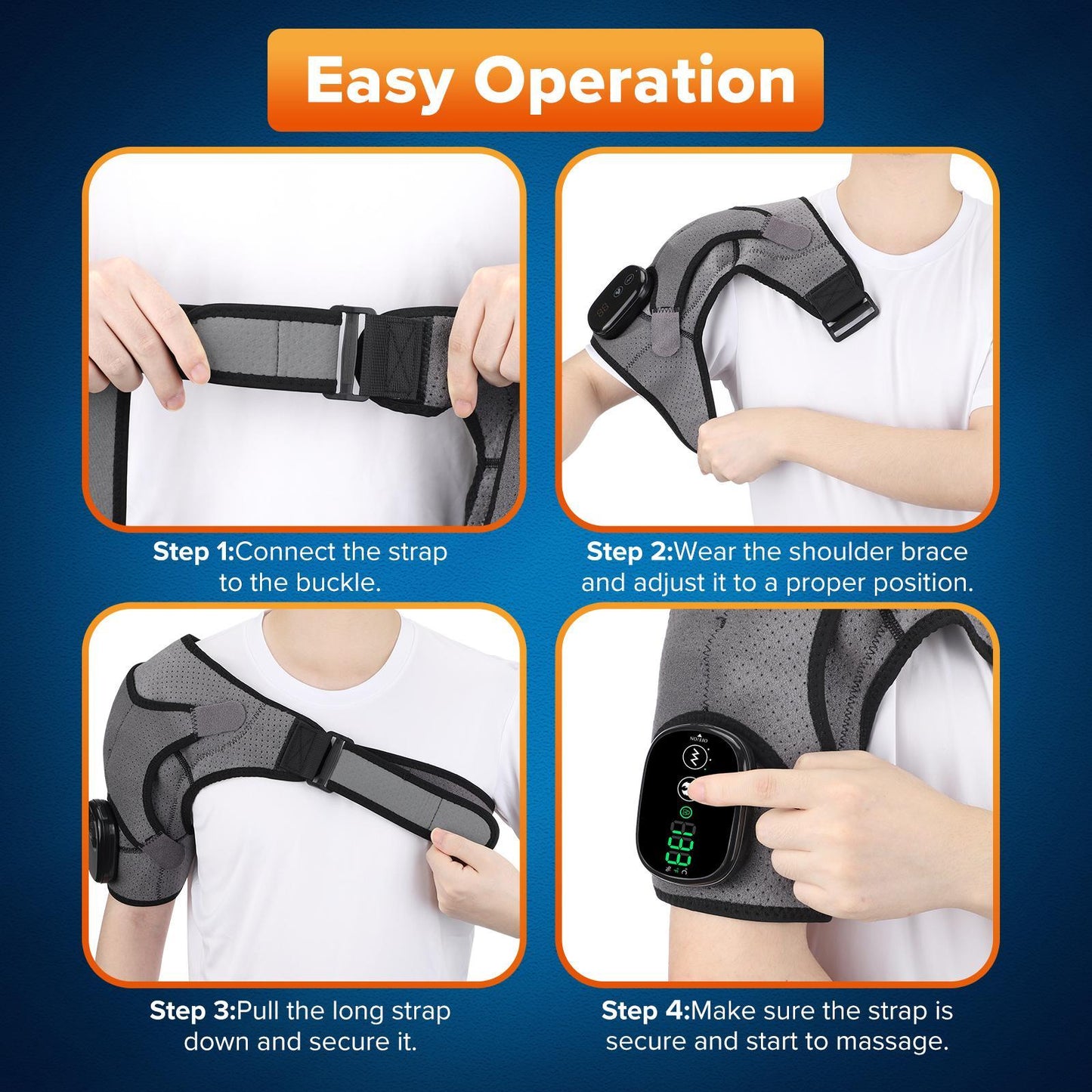 Heated Vibration Shoulder Wrap Cordless Massager
