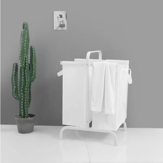 2-Tier 110L Laundry Basket Sorter with Lid & Metal Frame
