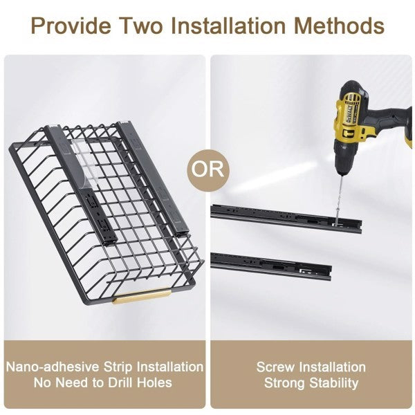 2-Pack Pull-Out Cabinet Organizers – Metal Sliding Storage Shelves