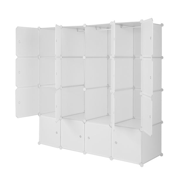 4-Tier 16-Cube Modular Wardrobe – Stackable DIY Closet Organizer