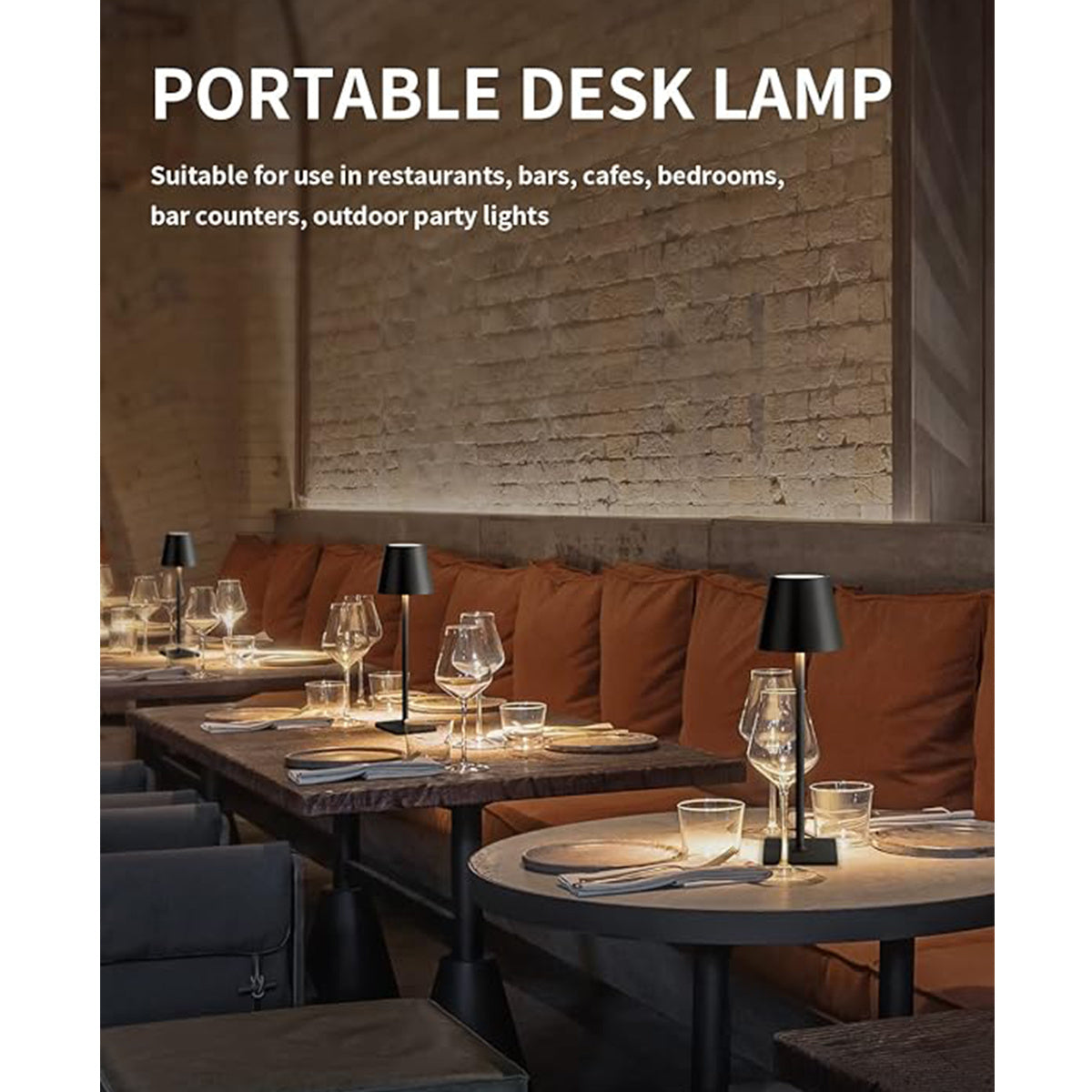 Cordless LED Desk Night Lamp 3 Color Dim 5000mAh