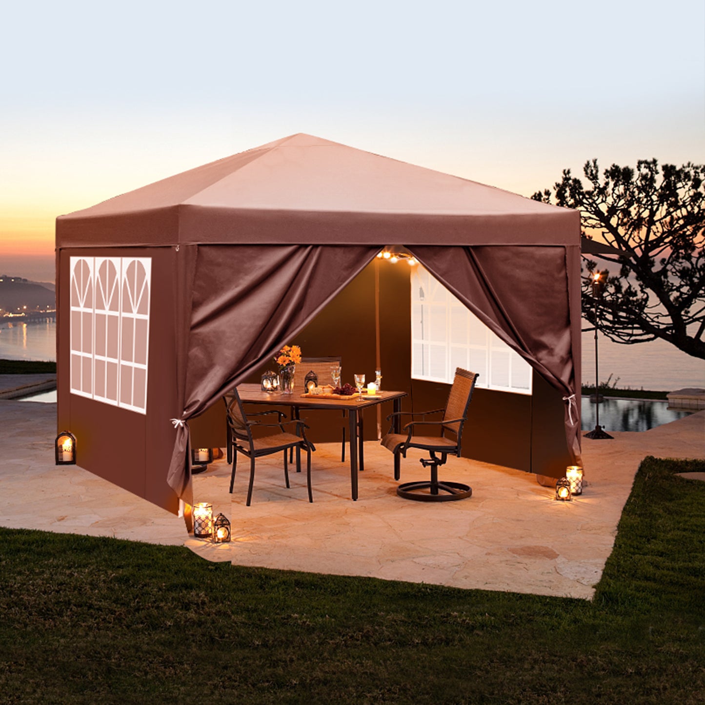 10x10ft Portable Canopy Tent with 4 Sidewalls – Dark Grey