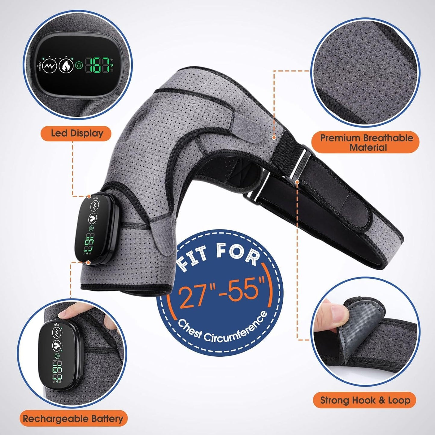 Heated Vibration Shoulder Wrap Cordless Massager