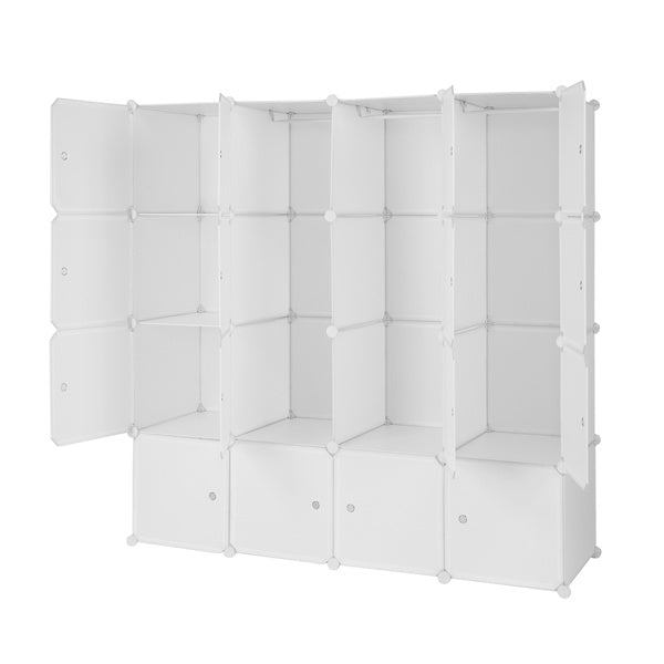 4-Tier 16-Cube Modular Wardrobe – Stackable DIY Closet Organizer