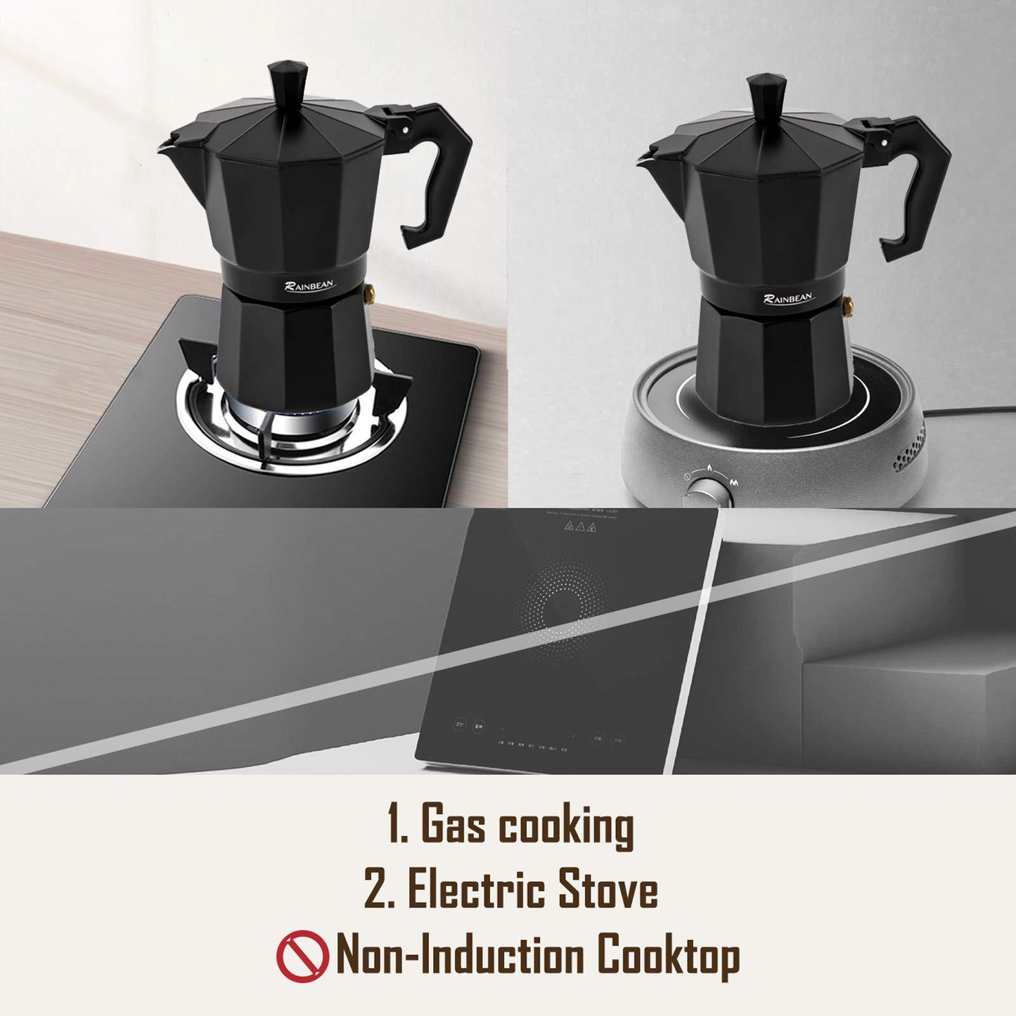 Stovetop Moka Espresso Maker 6-12 Cups 300-600ml Set