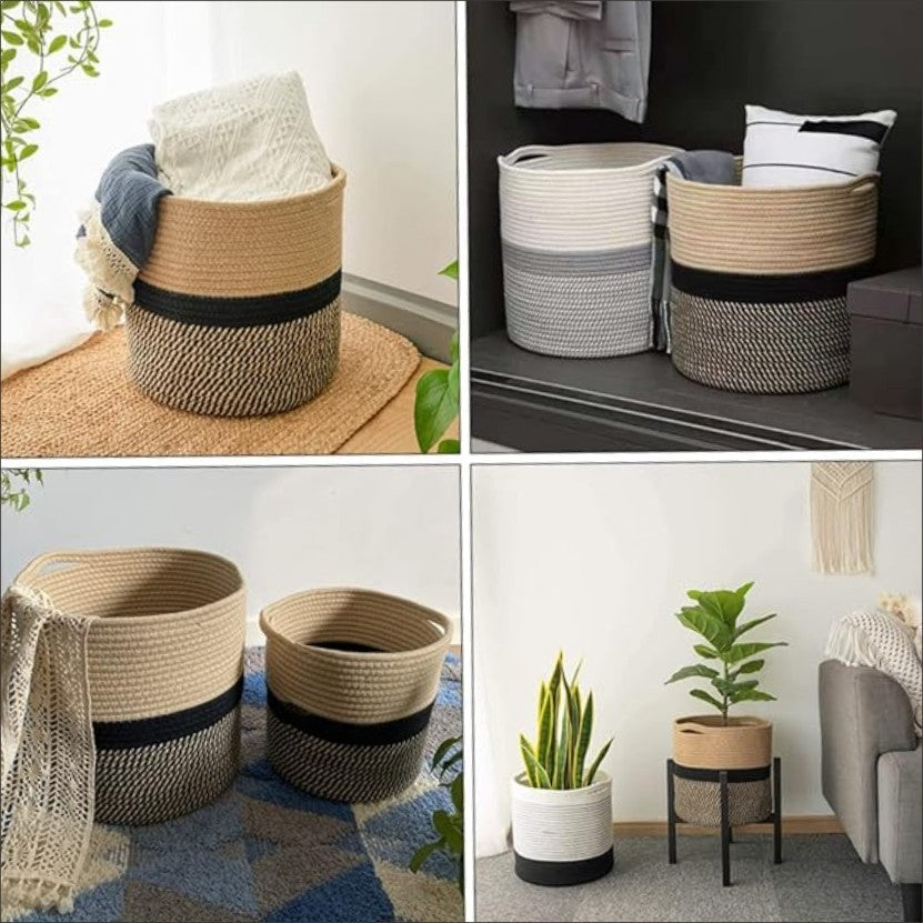 Multi-use Cotton Rope Woven Basket