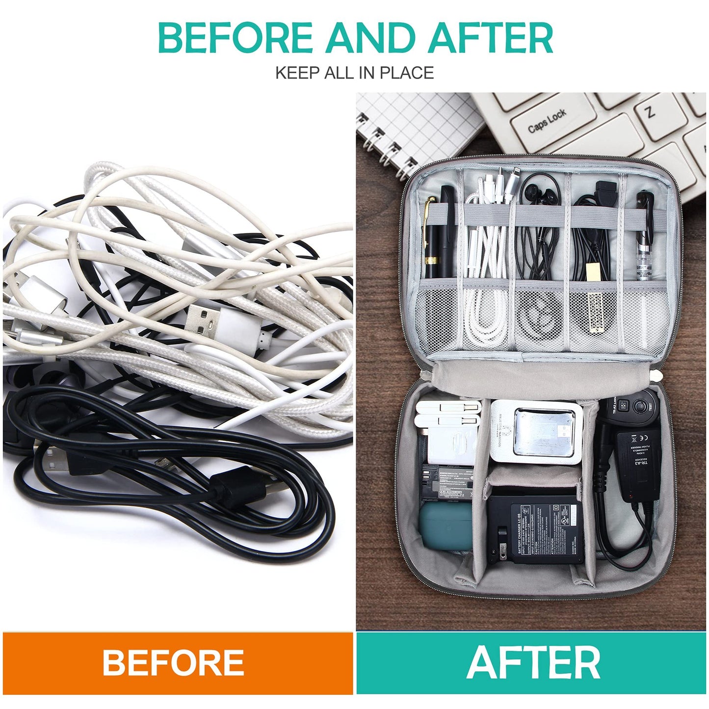 Waterproof Electronics Accessories Cable Organizer Case