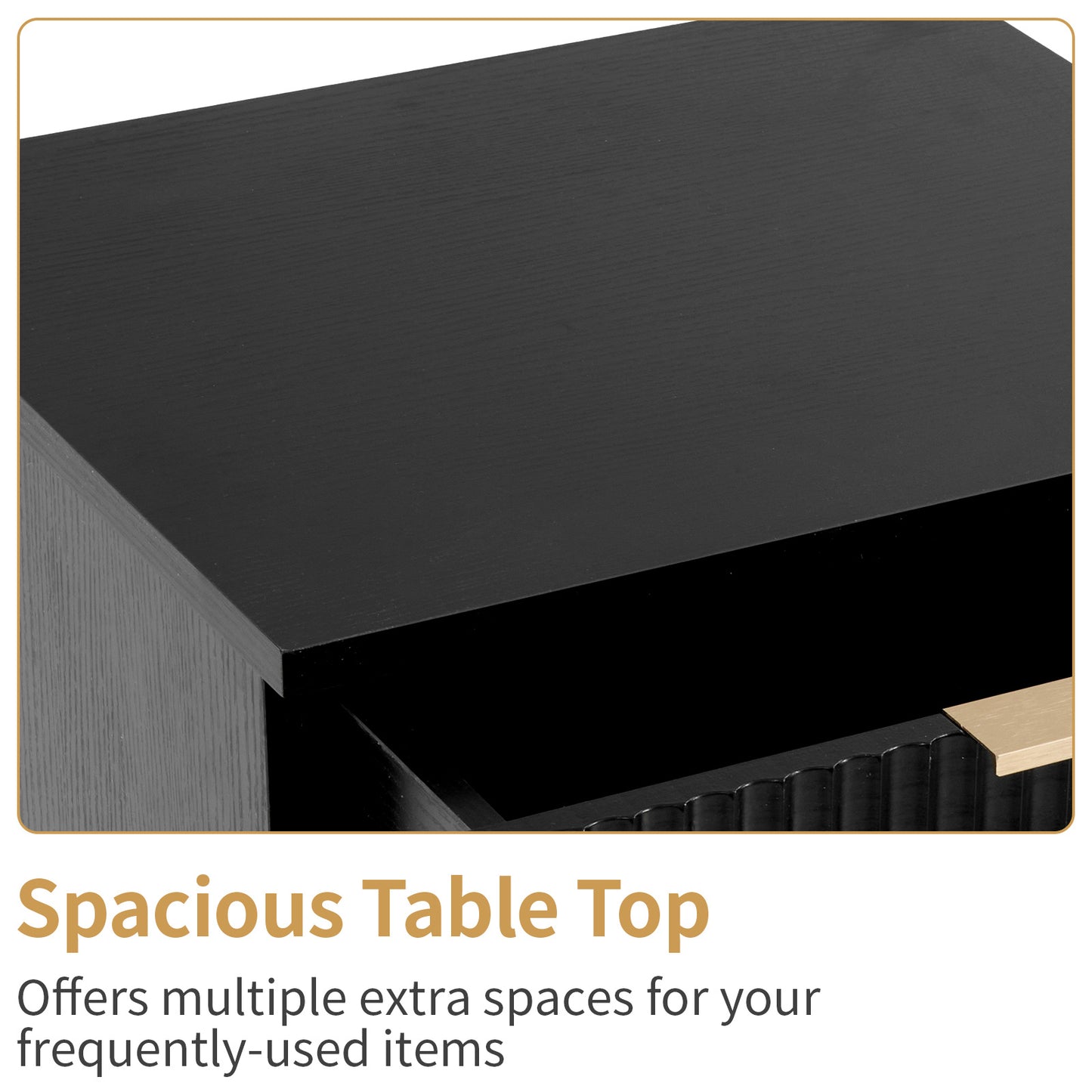 Black 2-Drawer Bedside Cabinet – Wave Pattern Design, Compact Storage