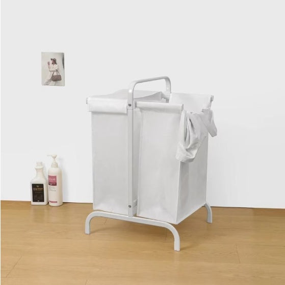 2-Tier 110L Laundry Basket Sorter with Lid & Metal Frame