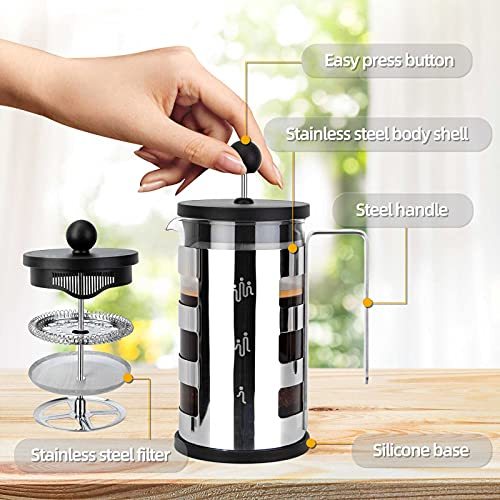Stainless Steel French Press & Froth Milk Press Set