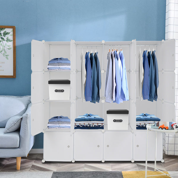 4-Tier 16-Cube Modular Wardrobe – Stackable DIY Closet Organizer