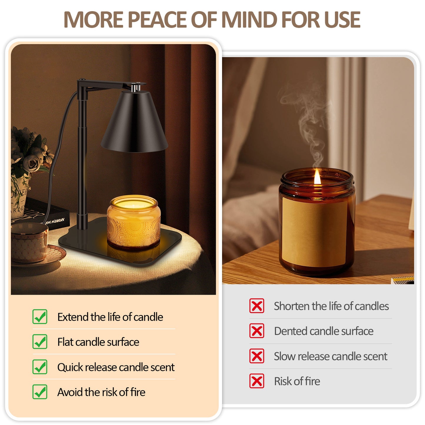 Candle Warmer Lamp Dimmable With Timer, Height Adjustable Set