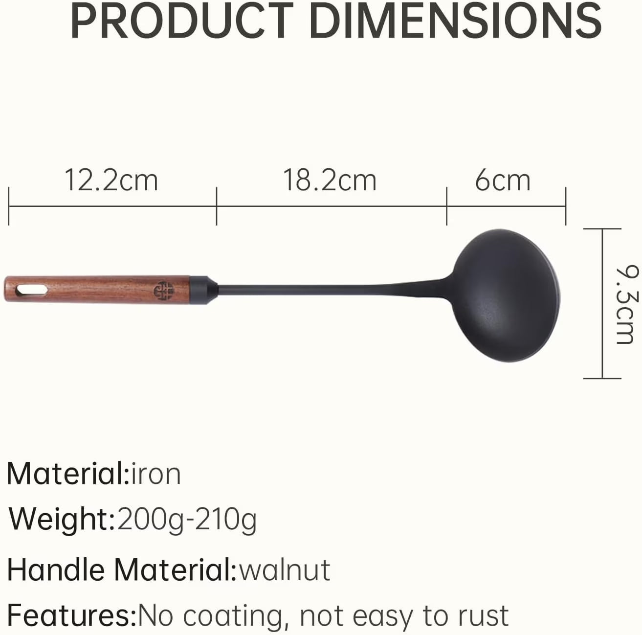 14.3" Cast Iron Soup Ladle Spoon – Durable & Heat-Resistant