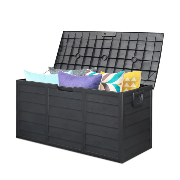 280L Outdoor Storage Box with Wheels – Black, Weather-Resistant