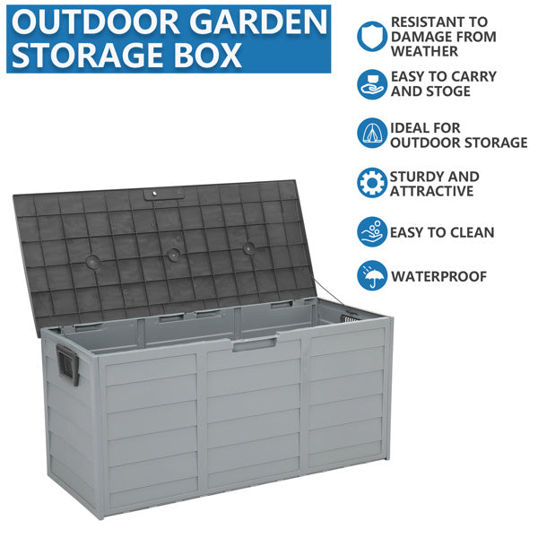 260L Outdoor Storage Box with Wheels – Grey, Weather-Resistant