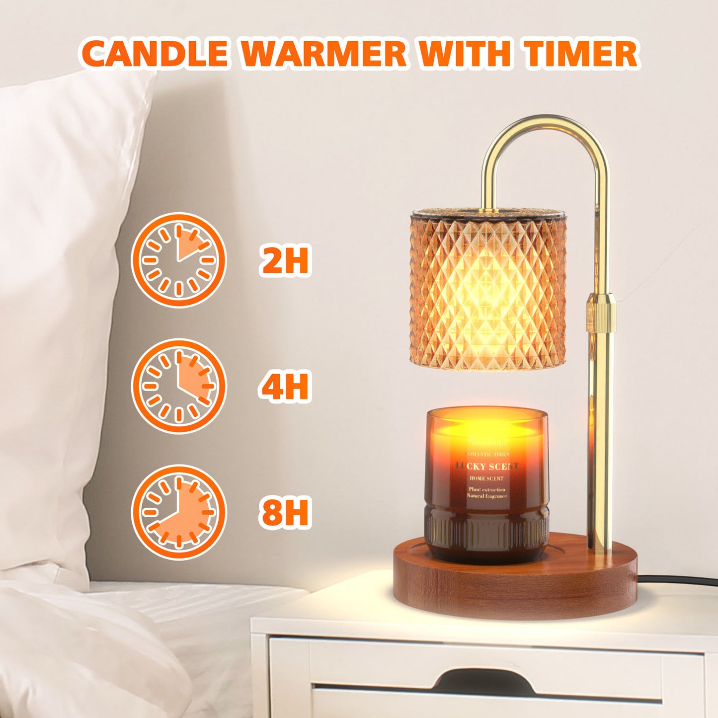 Candle Warmer Lamp Dimmable With Timer, Height Adjustable Set
