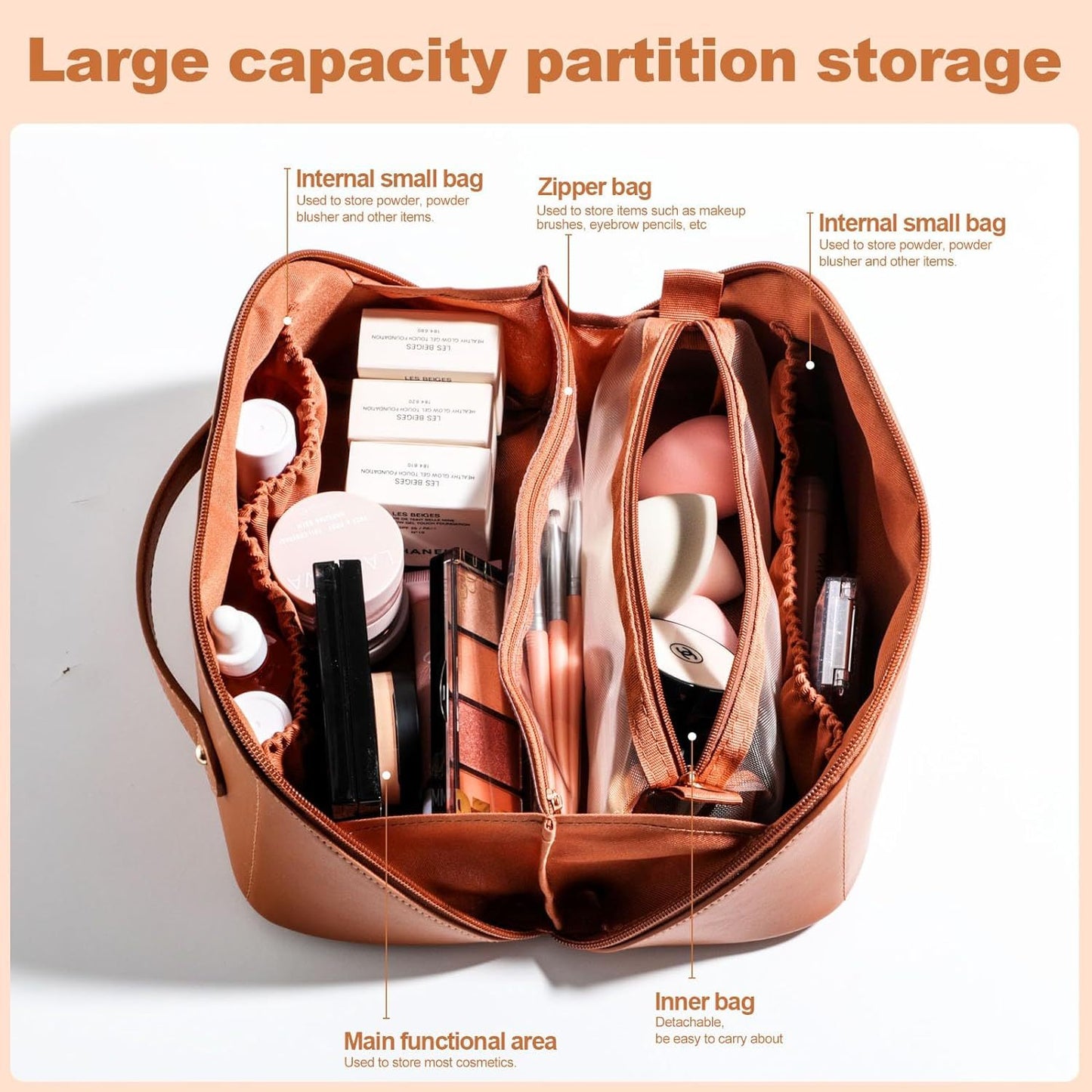 Large Makeup Toiletry Double Inner Outer Bags