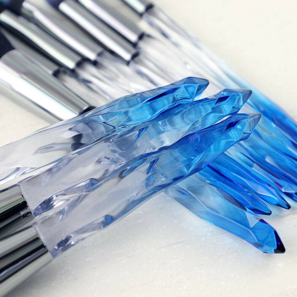 10pcs Crystal Blue Professional Makeup Brush Set